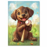 Labrador Dog Baseball Canvas Wall Art for Nursery Play Room Decor for Boys Birthday Sports Wall Poater on Ready to Hang 1.5" Thick Canvas Wrap, Floating Framed Canvas, Flat Rolled Canvas